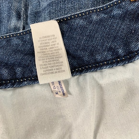 American Eagle Cutoff Jean Shorts Sz 10 Step Hem Denim Stretch Medium Wash Whisk - Picture 6 of 9